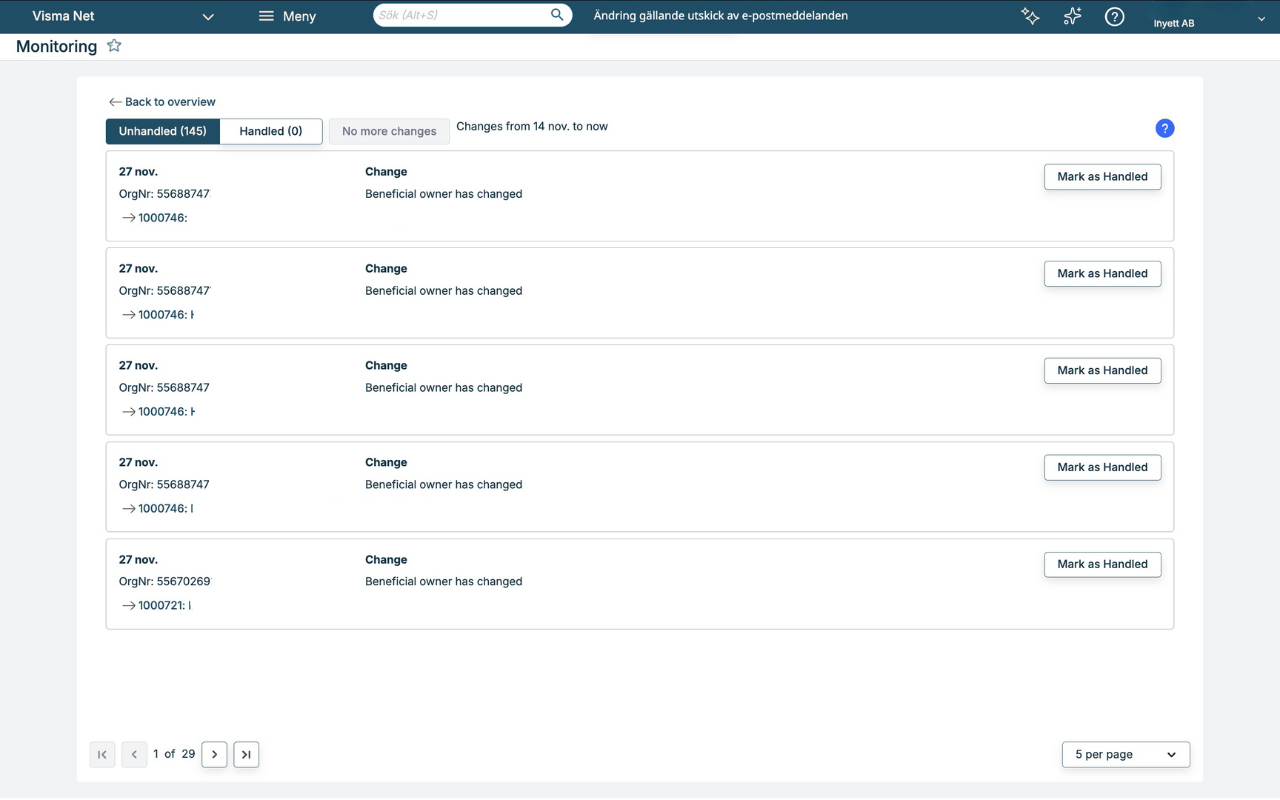 Inyett Visma Net Bevakning Händelser